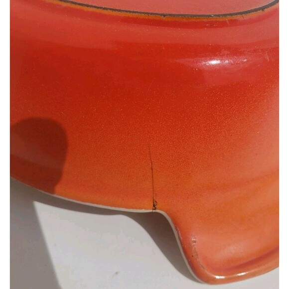 Vintage Le Creuset 24 Oval Au Gratin Cast Iron Casserole Baking Dish Orange Cook - Picture 9 of 10